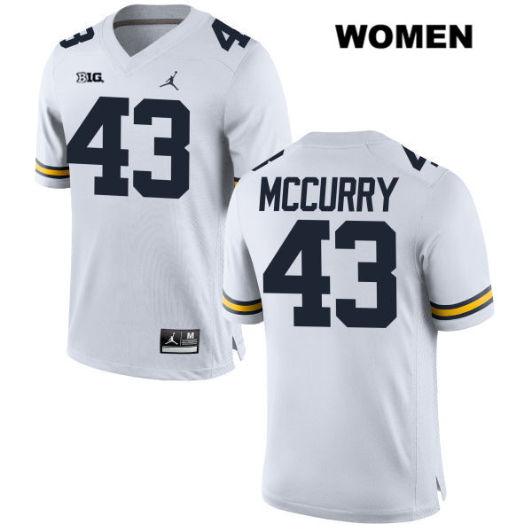 Women's NCAA Michigan Wolverines Jake McCurry #43 White Jordan Brand Authentic Stitched Football College Jersey CX25T01JX